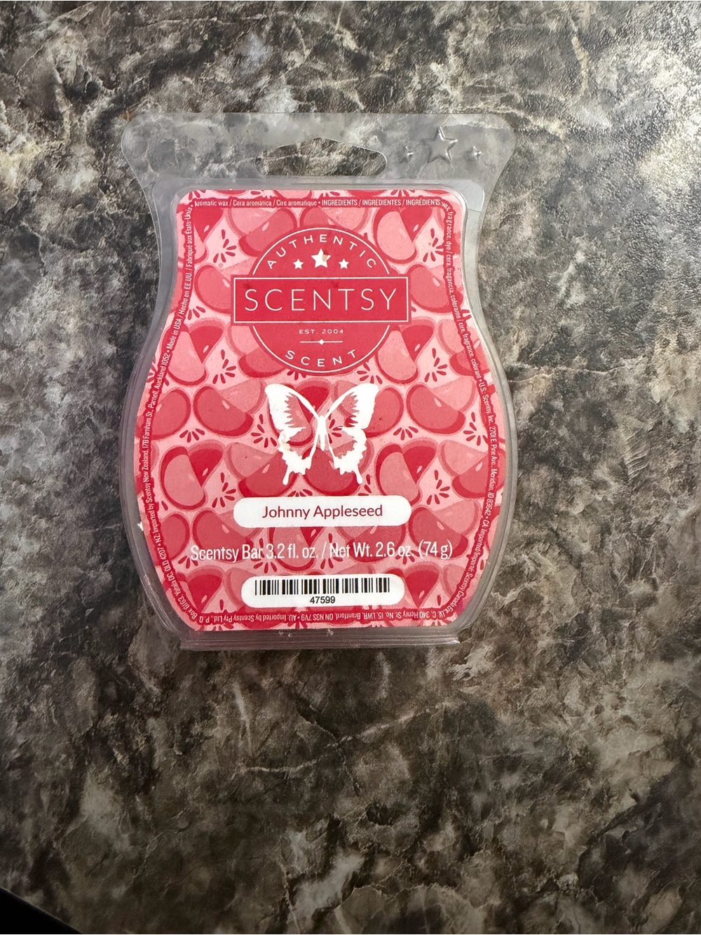 Scentsy Johnny Appleseed Wax Bar - Pink Red Pattern